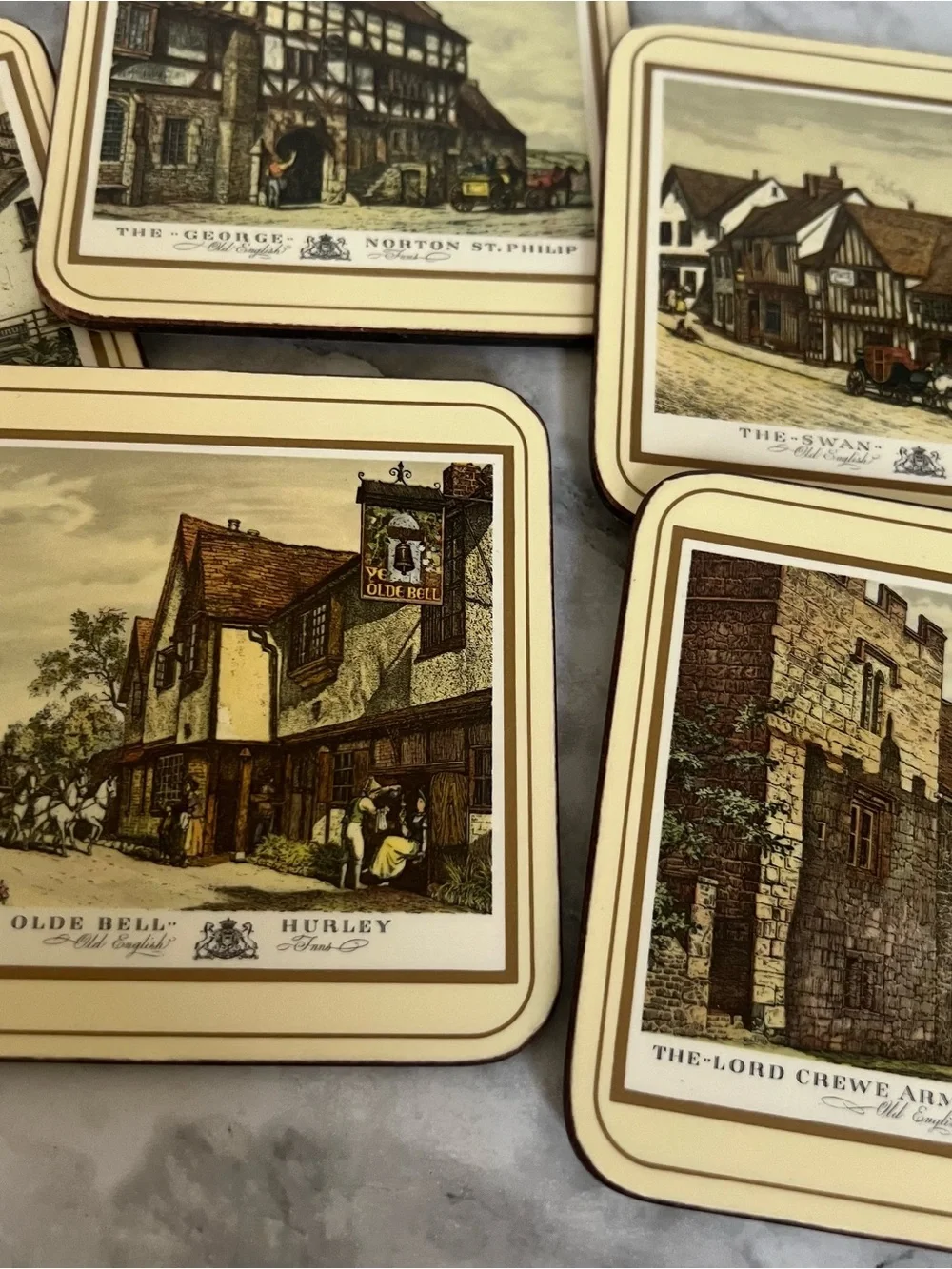 Vintage Pimpernel Coasters Set of 6 | Old English Inns